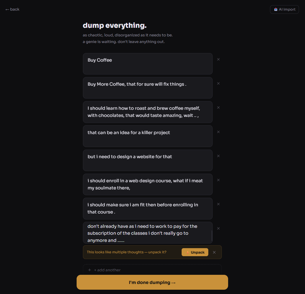 The Dump screen in Zalfol